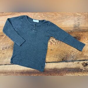 Jamie Kay Charcoal Ribbed Henley Long-Sleeve Tee